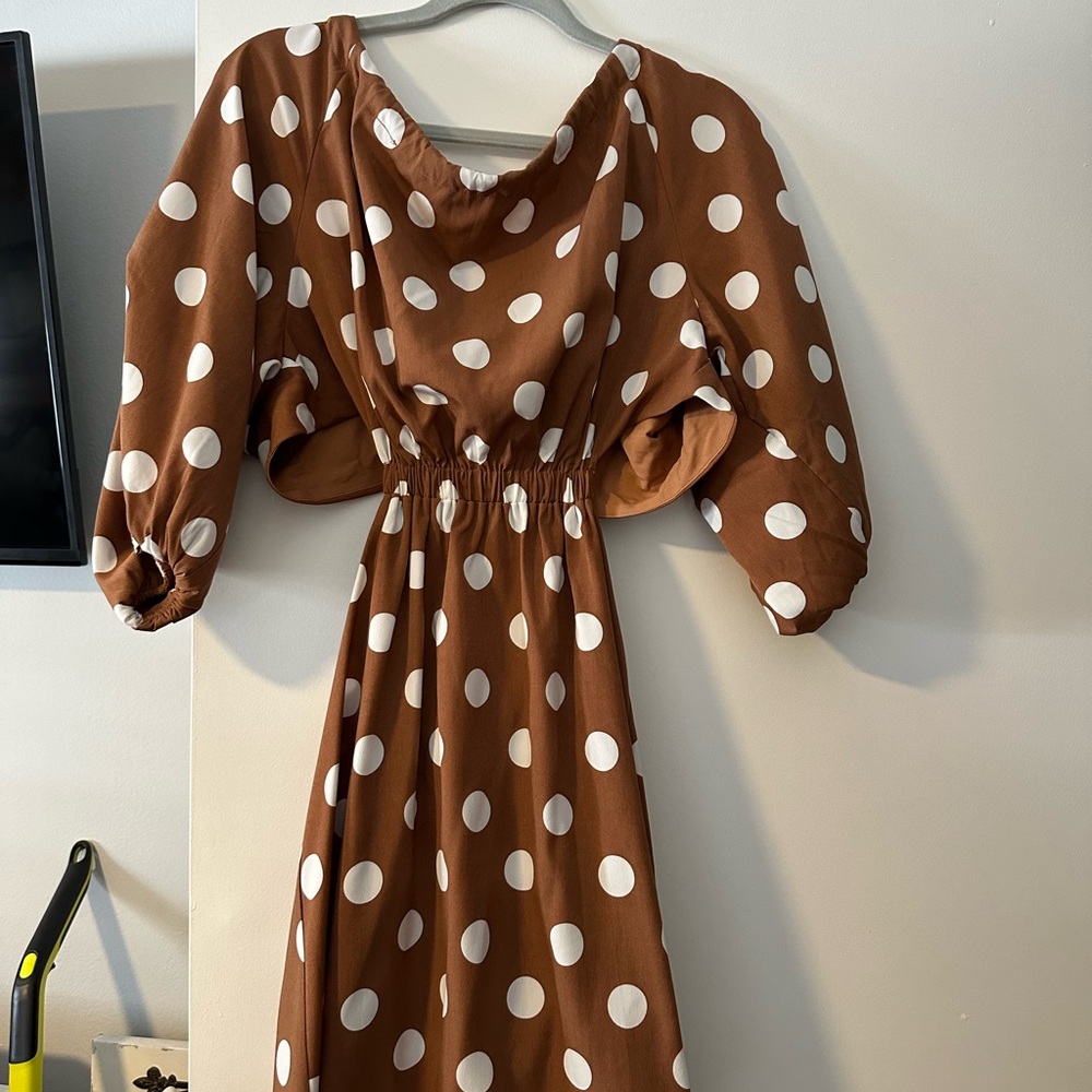 Dee Elle Brown Tie Front Mini Dress with Cowl Neck